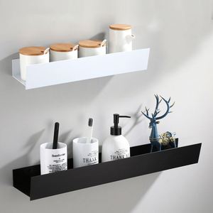 Estante de almacenamiento de baño y cocina moderno sin perforaciones, montado en la pared de metal de aluminio, respetuoso con el medio ambiente, duradero para uso en apartamentos - Product Image 1