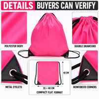 Sac à cordon personnalisé en polyester OEM avec coins renforcés, œillets métalliques et plusieurs couleurs pour événements, écoles et promotion