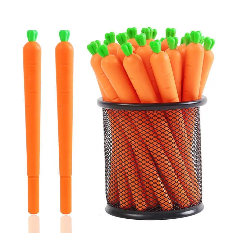0.5mm Cute Carrot Refillable Gel Ink Pens, Black Ink Pen for Writing Note