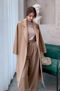 100% laine double face cachemire pardessus ceinture de luxe personnalisé femmes trench-coat long <span class=keywords><strong>2022</strong></span> - Product Image 2