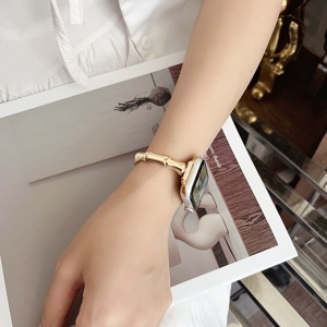 Pulsera de cadena de diamante de metal y bambú para <span class=keywords><strong>Apple</strong></span> <span class=keywords><strong>Watch</strong></span>, correas de reloj de 46mm y 49mm para IWatch Series 10 9 Ultra2 - Product Image 6