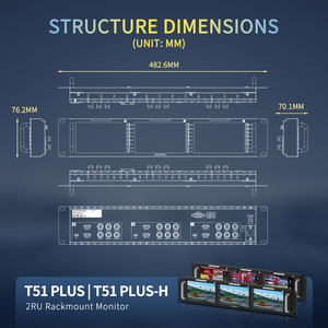 FEELWORLD T51 PLUS Moniteur à montage en rack de 5.5 <span class=keywords><strong>pouces</strong></span> Full HD 3G-SDI 4K HDMI Entrée AV Moniteur de diffusion Moniteur à montage en rack avec HDMI - Product Image 6