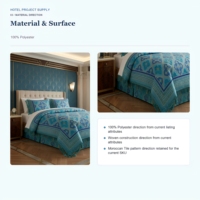 Parure de lit OEM 4 pièces brodée tuftée à volants motif carreaux marocains turquoise, comprenant housse de couette et jupe de lit