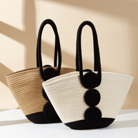 Sac de plage en coton tissé de type niche, nouveau modèle d'été, grande capacité, pour les voyages, les stations balnéaires, les vacances en bord de mer, panier à main
