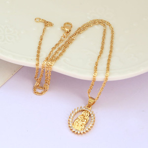 Colliers pendentifs religieux en or NZ1671 avec pavé de zirconiums, représentant la Vierge Marie et l'Enfant Jésus, l'<span class=keywords><strong>ange</strong></span> et l'archange Michel, pour femmes - Product Image 5