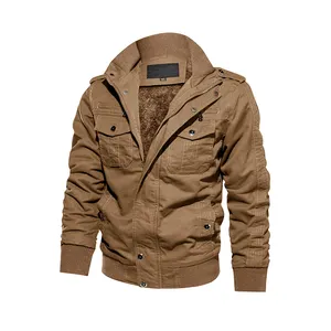 Hoge Kwaliteit Heren Dikke Warme Winter Katoenen Fleece Jack Cargo Mannelijke Casual Vlucht Jas Voor Heren