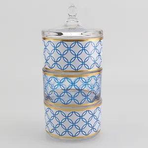 Wholesale Customize Round Candy Jar Storage Glass Sugar Pot Candy Pot Set Glass Jar With Lid