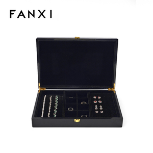 FAN Manufacturer Supplier Personalized Velvet Jewelry Storage <b>Box</b> <b>Black</b> Jewelry <b>Box</b> for Necklace Ring Earrings - Product Image 2