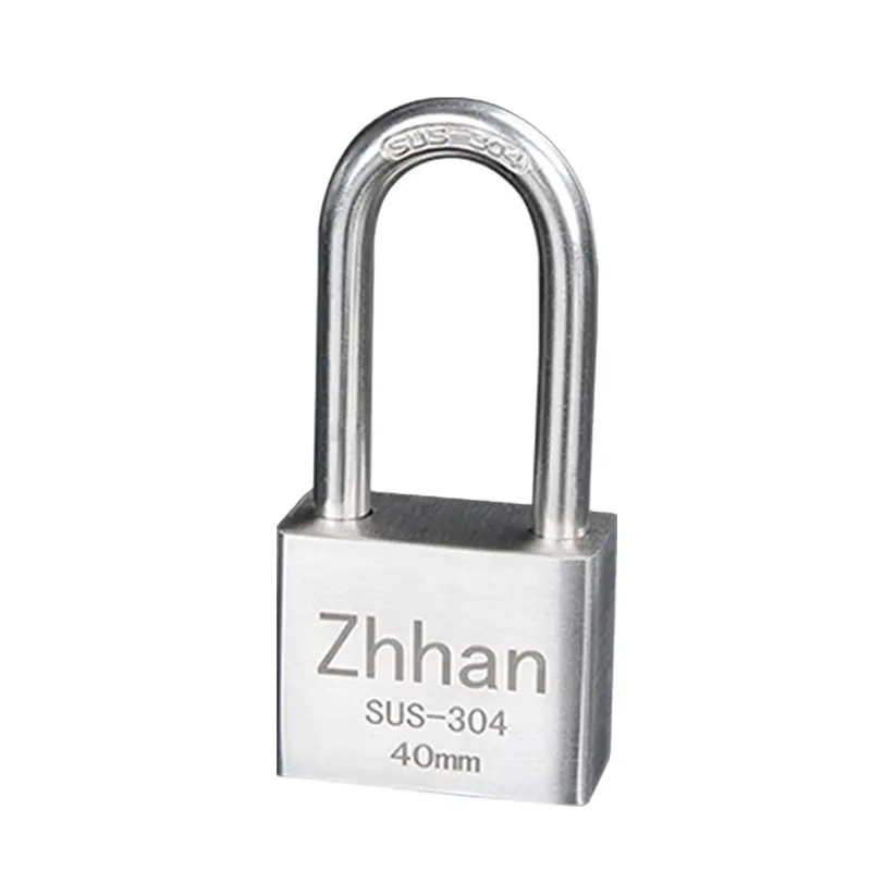 All weather 304 stainless steel custom made logo silver padlocks engrave padlock with 40 mm long shackle