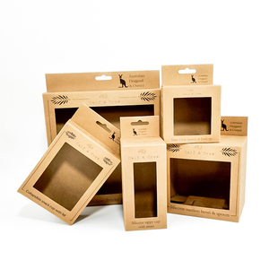 Cajas de embalaje personalizadas con impresión personalizada, caja de papel Kraft con ventana de visualización transparente, venta al por mayor