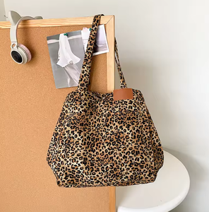 Sac à main en toile à imprimé léopard, sac à bandoulière tendance de grande capacité, sac rétro pour l'école, le travail et le shopping, sac de courses - Product Image 2