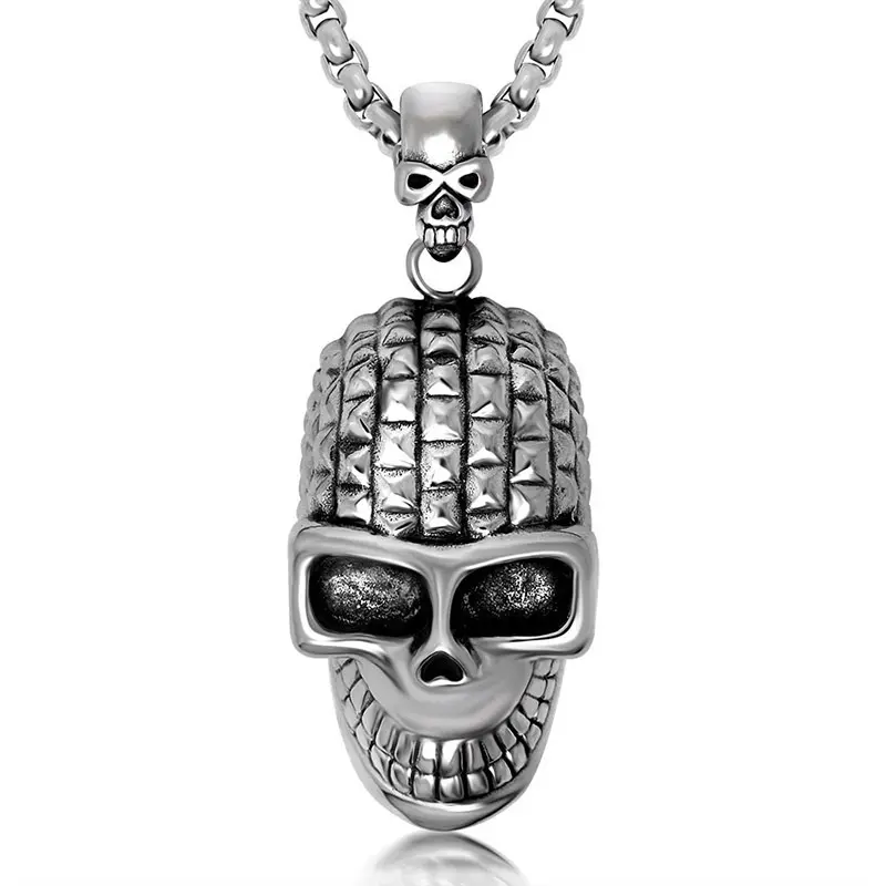 Hip Hop stainless steel antique silver Skull Personality Pendant For Men or Husband Necklace Charm Accessories