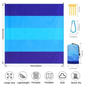 Accesorios de <span class=keywords><strong>Playa</strong></span> OEM, Toalla de <span class=keywords><strong>Playa</strong></span> de Poliéster, Mantas de Picnic, Manta Compacta Impermeable Extra Grande con Estacas y Bolsas de Arena - Product Image 5