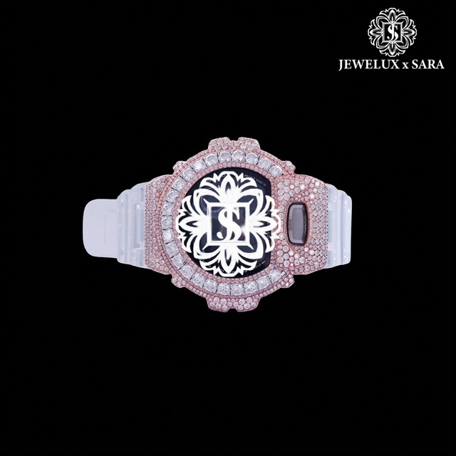 Export Quality Silver Iced out Mossinate Diamond Rubber Strap Watch for Mens and Womens Available for Export Price from India