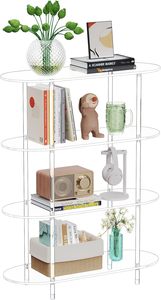 Wholesale Acrylic 3 Tier Oval <strong>Clear</strong> Storage Rack Multi Functional <strong>Side</strong> <strong>Table</strong> Coffee <strong>Table</strong> for Sofa Entryway Living Room - Product Image 3