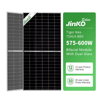 Panel Surya PV Jinko Tiger 590W JKM 72HL4-BDV 575-600W Bifacial Dual-Glass Tipe-N Topcon Berkualitas Tinggi untuk Komersial