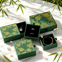 Boîte de rangement et de présentation carrée pour bijoux, estampillée or, à motif floral, pour bagues, pendentifs, bracelets et colliers, emballage de bijoux personnalisé en usine