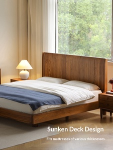 Lit suspendu en teck du Myanmar, style moyen, en bois massif, 1,8 m, lit double, pour chambre à coucher, petit appartement, usage domestique, en teck naturel - Product Image 2