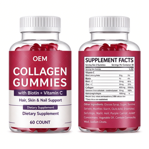 Gummies au collagène et à la biotine avec sélénium, saveur fraise, en forme d'ours, favorisent la santé des cheveux, des ongles et de la peau pour adultes – En stock - Product Image 2