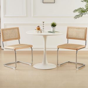 Marrone imbottito in Rattan naturale <span class=keywords><strong>cucina</strong></span> <span class=keywords><strong>sedie</strong></span> accento senza braccioli sedia laterale con gambe in metallo cromato per soggiorno camera da letto - Product Image 4