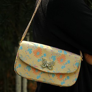 Nuova Borsa a Tracolla in Stile Cinese Imitazione Broccato Song, Borsa Retrò in Tessuto con Chiusura a Farfalla - Product Image 3
