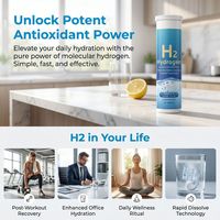 Tabletas Efervescentes de Agua Hidrogenada Nano H2, 10000 PPB de Hidrógeno Molecular para una Hidratación Celular Equilibrada
