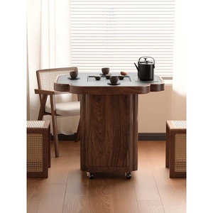 Modern Four Leaf Clover Solid Wood Tea <b>Table</b> 68x68 Cm Movable Living Room <b>Coffee</b> <b>Table</b> For <b>Small</b> Apartment Balcony Use - Product Image 2
