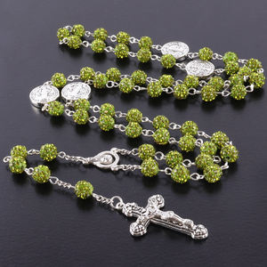 Großhandel 8mm Glas Strass Ball Rosenkranz Halskette katholische benutzer definierte Rosenkranz Halskette katholisch - Product Image 6