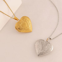Vintage Amoureux Couples En Forme De Coeur Géométrique Lien Chaîne Médaillon Pendentif En Acier Inoxydable Plaqué Or DIY Photo Photo Insertion