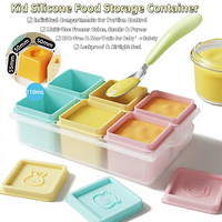 Boîte de conservation alimentaire en silicone personnalisée, sans BPA, écologique, portable, mini bento, 6 compartiments, avec couvercles, compatible lave-vaisselle