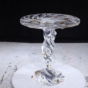 <span class=keywords><strong>Tavolino</strong></span> Moderno Scultoreo in Resina Ecologica e Durevole con Foglia <span class=keywords><strong>d</strong></span>'Oro per Camera da Letto, Sala da Pranzo e Soggiorno - Product Image 5