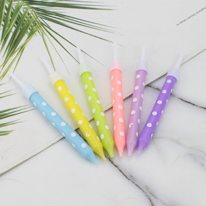 Happy Birthday Candles Macaron Color Polka Dot Straight Pencil Cake Decorations Birthday Party Supplies - Product Image 2