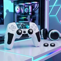 Coque de protection en silicone souple antidérapante pour manette PS5 avec capuchons de poignées et autocollant tactile