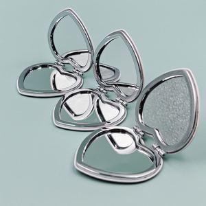PU Folding White Heart-Shape Double-Sided <b>Makeup</b> Mirror with Printing Pattern Cosmetic <b>Tool</b> - Product Image 3