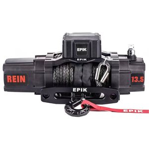 Cabrestante Eléctrico <span class=keywords><strong>EPIK</strong></span> WINCH 12V/24V, 13500lbs, Cuerda Sintética de 80 pies, Correa con Anillo en D de 4 pulgadas para Camioneta, SUV, Jeep, Certificación CE - Product Image 1