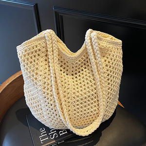 Bolso de Hombro Calado de Verano 2026, Bolso de Mano de Gran Capacidad, Bolso de Playa de Moda para Mujer, Tejido de Algodón - Product Image 4