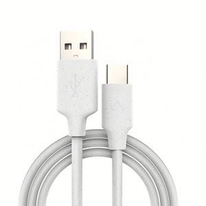 Cable USB Tipo-C Ecológico de 60W, Biodegradable, de Paja de Trigo, Carga Rápida, Transferencia de Datos, Conductor de Cobre Puro Trenzado, para Impresoras - Product Image 1