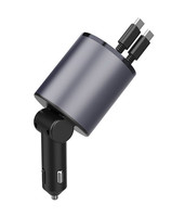 Chargeur de voiture USB-C 4 ports PD 100W avec câble rétractable et affichage LED, protection OTP, neuf, pour ordinateur portable