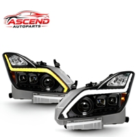 Phares LED noirs 12V 6000K avec clignotants séquentiels et feux de jour (DRL) pour Infiniti G37 Q60 Coupé 2008-2015 – Nouveaux