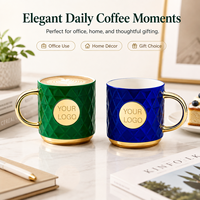 Tasse à café en céramique en cuivre métallique avec plaque de nom de luxe gravée avec logo personnalisé, cadeaux d'affaires classiques, mug en porcelaine pour le lait
