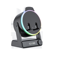 5.3 Algılama Özellikli Kablosuz Endüktif Hoparlör, Masaüstü Telefon/Tablet Standı RGB Renkli Işıklar Saat Göstergeli Çok Fonksiyonlu Hoparlör