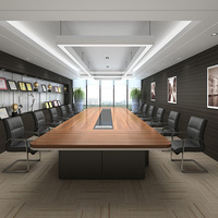 Meubles de bureau Chengdu, table de conférence longue avec chaises, design minimaliste moderne, mélamine ignifuge, 11-15 personnes