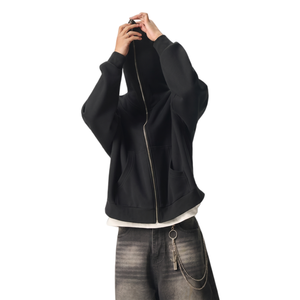 Sudadera con capucha completa personalizada para hombre, con cremallera, corte holgado, forro polar de algodón grueso, lisa, oversize, estilo urbano, fabricante TKAN918 - Product Image 4