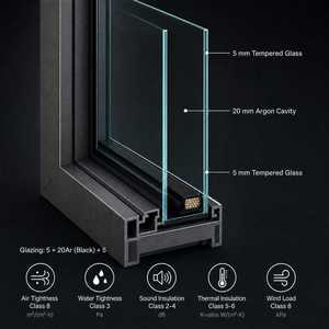 Finestre Moderne in <span class=keywords><strong>Alluminio</strong></span> Personalizzate, Finestra a Tutta Altezza con Vetro, Sistema a Taglio Termico per Ville e Appartamenti - Product Image 5