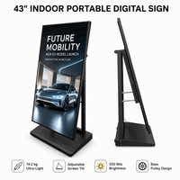 Affichage numérique LED inclinable 550 nits, 43 pouces, sur pied, avec base à roulettes, indice de protection IP65, armoire LED