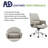 Chaise de bureau de direction Aston S-080B, moderne, luxueuse, ergonomique, dossier haut, cuir véritable, hauteur réglable, pivotante, structure chromée