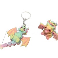 Adorable figurine de dragon en PLA imprimée en 3D, nouveau design, porte-clés mobile, breloque de sac, figurine articulée pour les 14 ans et plus, unisexe