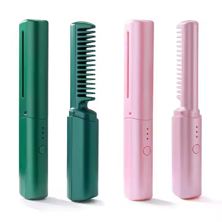 Nouvel outil de frisage de cheveux droit 2 en 1 électrique professionnel ion négatif lisseur brosse peigne à friser avec écran Lcd