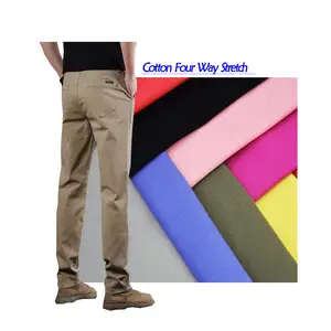 High Quality 92% Cotton 8% Spandex Twill Garment Chinos Materials Khaki Color Pants Woven Fabric For Men