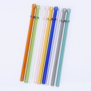 Paille en verre à bouche à haute teneur en borosilicate, paille écologique de couleur thé au lait résistant à la chaleur - Product Image 3